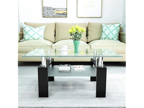 DKLGG Rectangle Glass Coffee Table