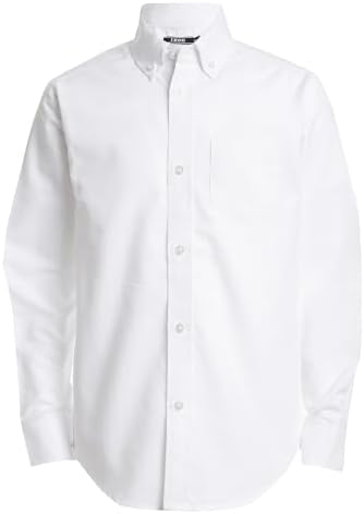IZOD Boys' L/S Solid Button-Down Oxford Shirt,White,6