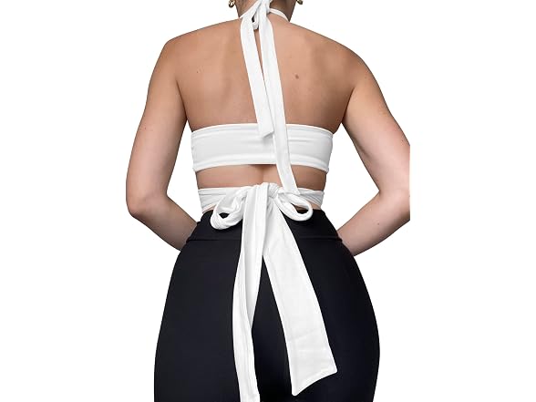 Mizoci Women (S) Sexy Halter Criss Cross Ring Top