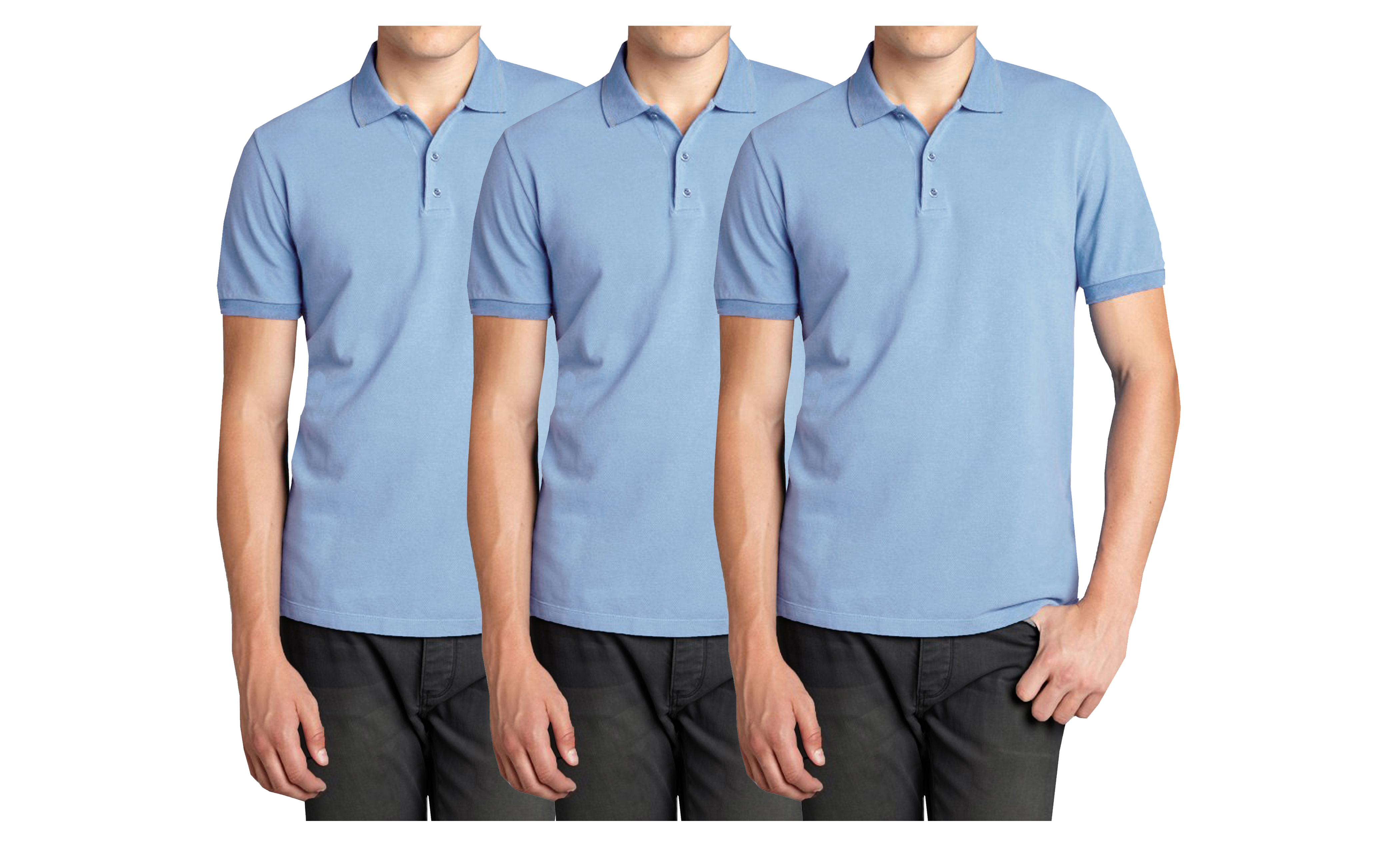 Mens 3PK S/S Pique Polo Shirts - Gallery 21