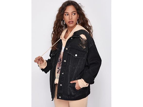 Floerns Women (M) Ripped Casual Long Sleeve Jacket