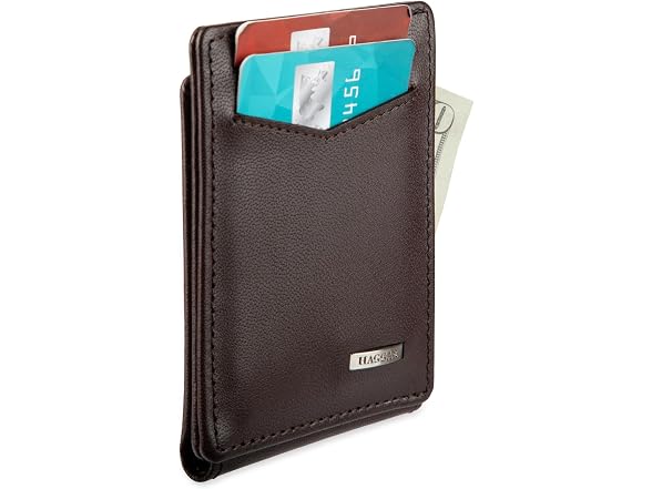 Haggar Men (OS) Rfid Leather Magnetic Wallet Brown