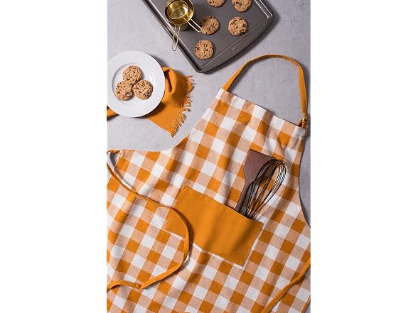 DII Unisex Buffalo Check Kitchen Collection Apron, Pumpkin