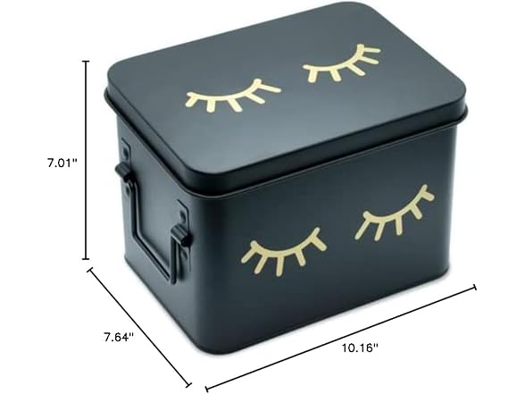 AQ Matte Black & Gold Metal Storage Box 