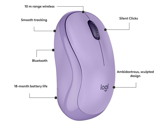 Logitech M240 Silent Bluetooth Mouse, Lavender