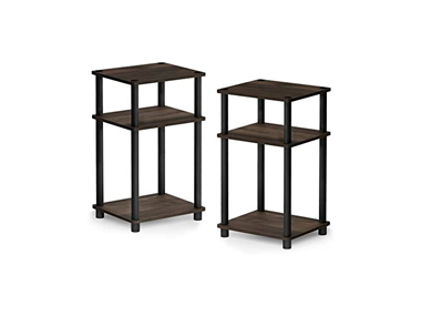 $14.99 Furinno End Table 2pk Walnut/Black dealfomo