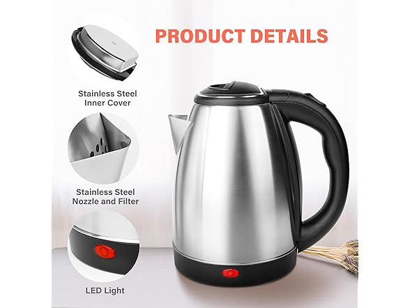 YSSOA Stainless Steel Electric Tea Kettle