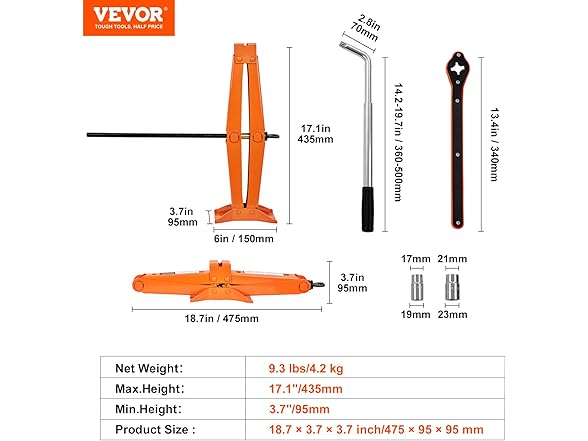 VEVOR Scissor Jack, 2.5 Ton