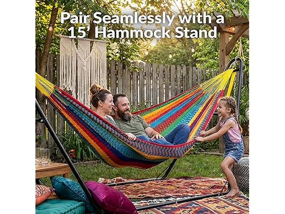 Sunnydaze Handwoven XXL Thick Cord Mayan Double Hammock