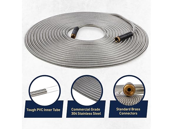 Kings County Stainless Steel Garden Hose 75 ft