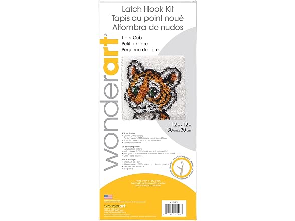 Wonderart Tiger Cub Latch Hook Kit, 12" X 12"