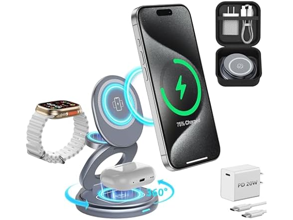 3in1 15Watt Charging Station for Apple Magsafe