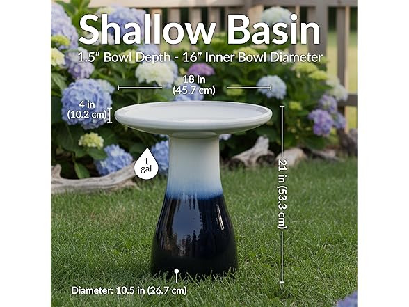 Sunnydaze 21" H Ceramic Bird Bath Twilight