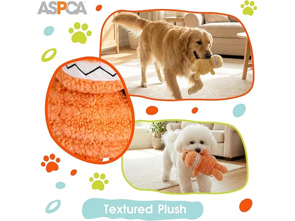 ASPCA Teddy Stripe Fabric Dino and T-Rex Toys