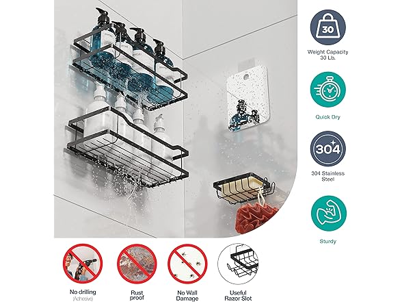 (2 Count) Homeify Bathroom Shower Organizer Set