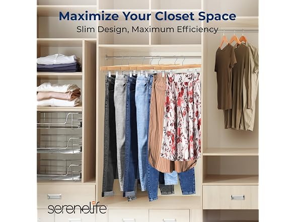 SereneLife Skirt and Pant Hanger Natural, 20 Pack