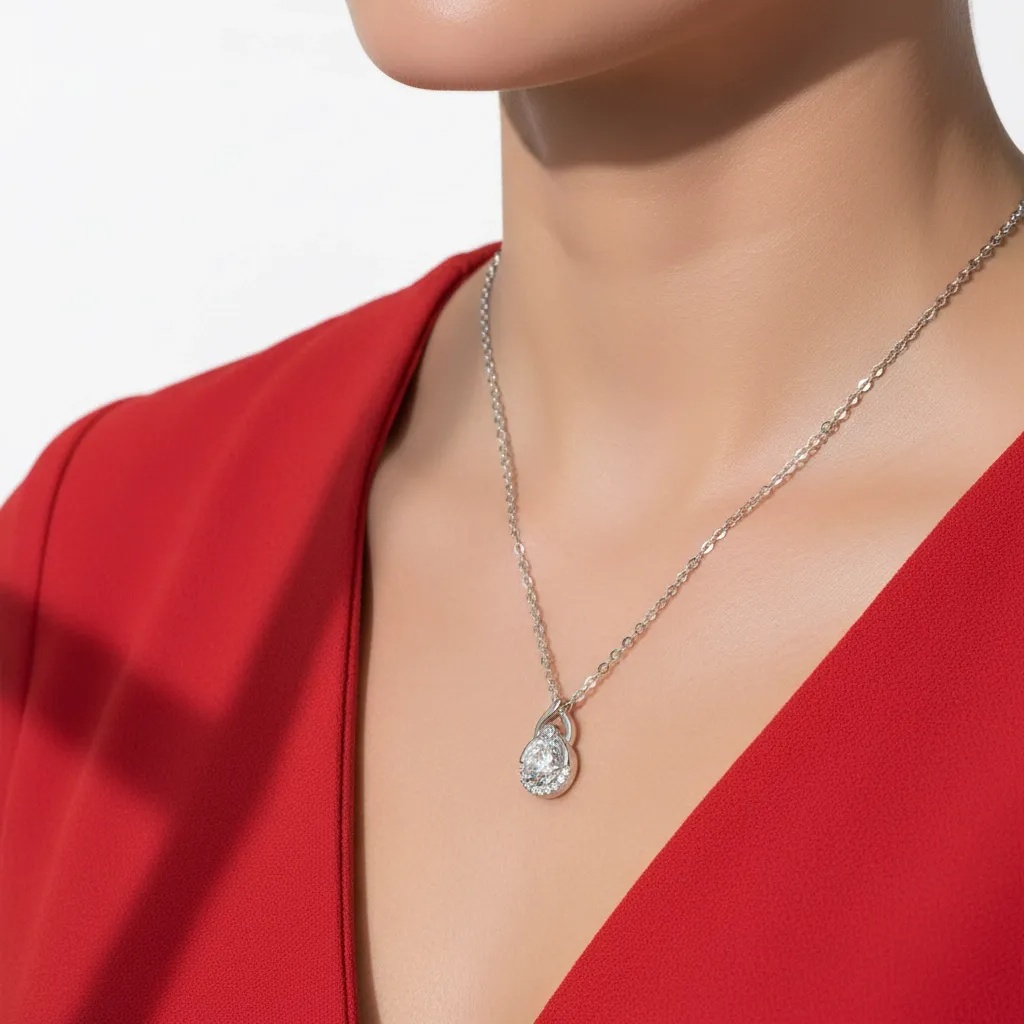 Moissanite Diamond Infinity Necklace - Gallery 9