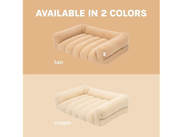 SportPet Medium Sherpa Bolster Couch Pet Bed, Tan