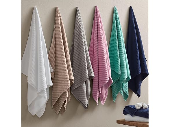 Madison Park Bathroom Towel Set of 6 Diagonal Ribbed