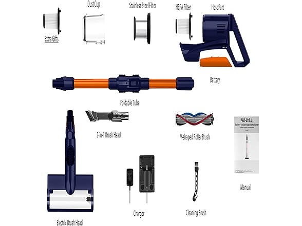 Whall EV-691 Whall Cordless Vacuum Cleaner, 25kPa Suction 