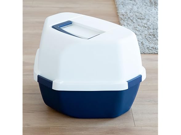 IRIS USA Large Corner Cat Litter Box with Lid