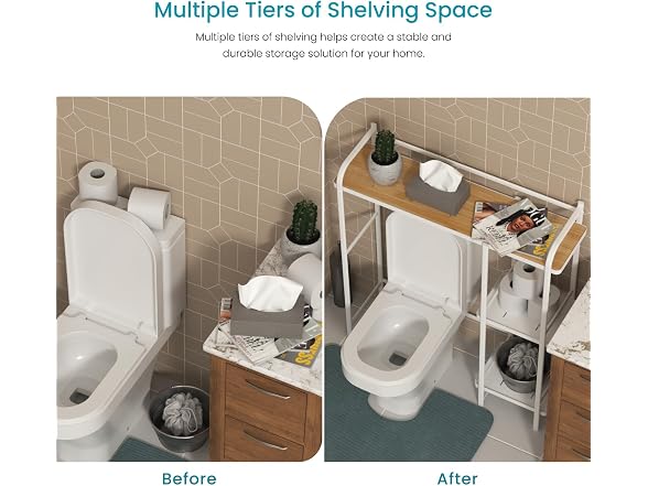 Home Zone Living CAD6239U Over the Toilet Organizer 3-Tier