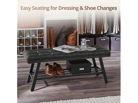 Lue Bona 45" Entryway Bench Black