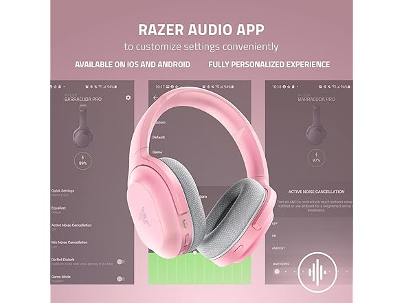 Razer Barracuda Wireless Gaming & Mobile Headset (PC, PlayStation, Switch 2, Android, iOS): 2.4GHz Wireless + Bluetooth - Integrated Noise-Cancelling Mic - 50mm Drivers - 40 Hr Battery - Quartz Pink (Open Box)