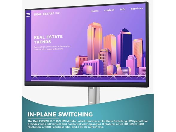 Dell 22 Monitor - P2222H - Full HD 1080p, IPS Technology