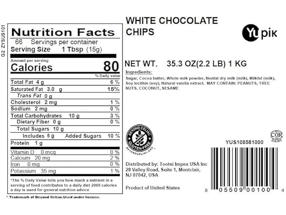 Yupik White Chocolate Chips 2.2lb