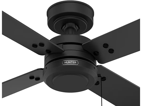 Hunter Ceiling Fan 52 inch Matte Black, Pull Chain