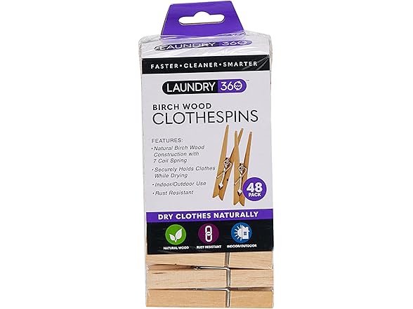 WOOLITE Laundry 360 48-pk Wood Clothes Pins