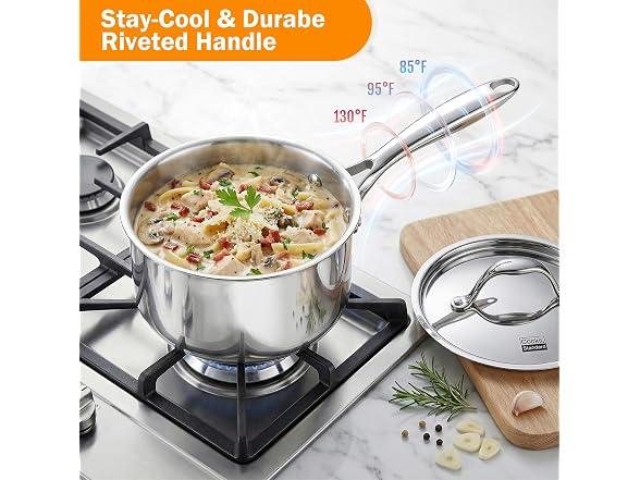 Cooks Standard Multi-Ply Clad 1.5 Quart Stainless Steel Saucepan
