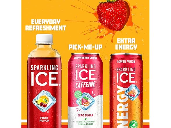 12PK Sparkling Ice Caffeine Strawberry Citrus