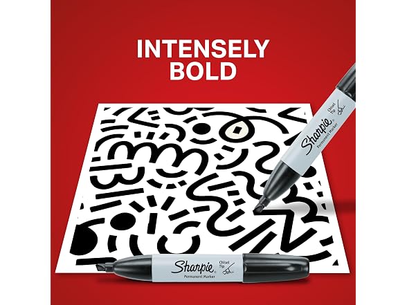 Sharpie Permanent Markers, Chisel Tip, Black,
