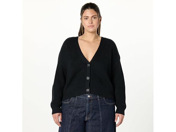 The Drop Women Sari Cropped Button-front Cardigan - Gallery 7