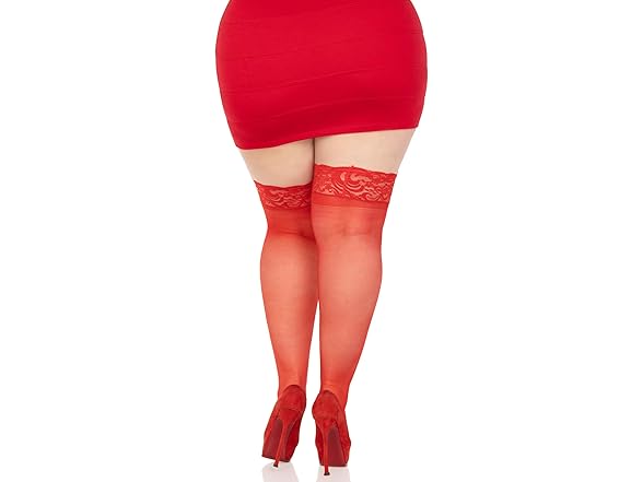 Leg Avenue Red Stay Up Thigh Highs