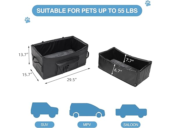 Dog Booster Seat for 2 Small/Medium Dogs