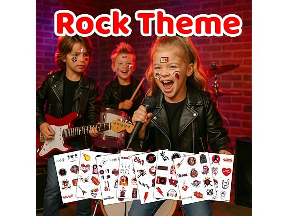 8 Sheets (96PCS) Rock N Roll Tattoos Te