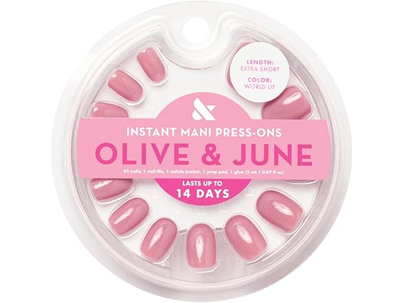 Olive & June Instant Mani Press On Nails (Glue) | Mauve 