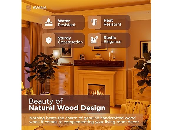 Avana Rustic Fireplace Mantle Shelf 60 Inches for Home Decor (Open Box)