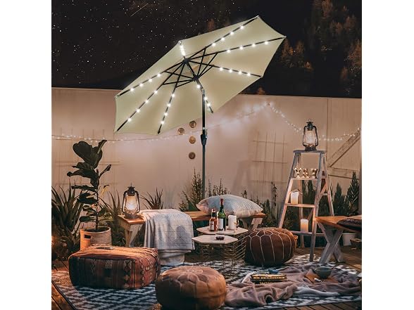 Yescom 9' Outdoor Solar Powered LED Umbrella 8 Rib