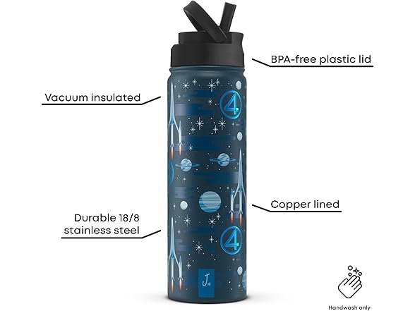 JoyJolt Marvel The Fantastic Four First Steps 22 oz Tumbler