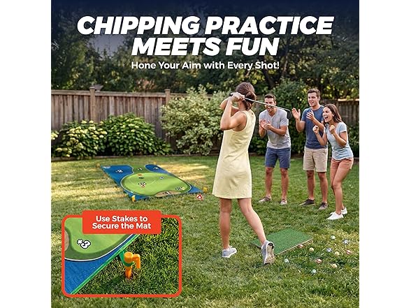 Golf Chipping Game Set w/ Mat & Balls