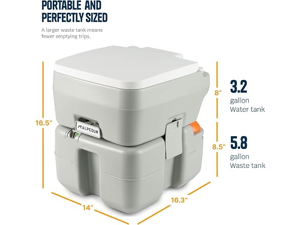 Alpcour 5.8 Gallon Alpcour Portable Toilet - 22L