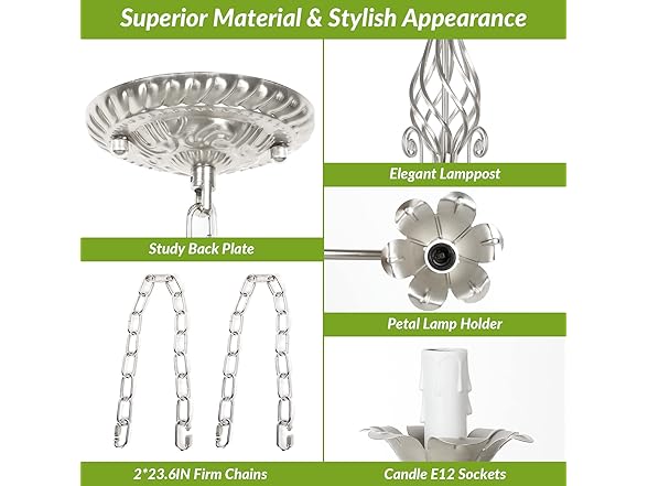 VerRon 6-Light Farmhouse Chandelier, Brushed Nickel