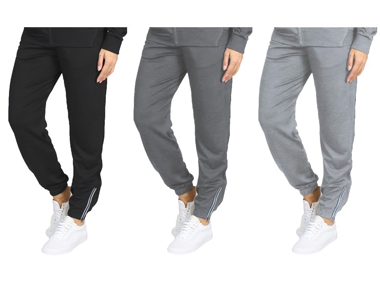 GBH WC-----(Women's 3Pack Pants) / MJJ-701/ BK-CH-HG / S Small 3Pk Womens Track Pants w-Ankle Zippers Black - Charcoal - Heather Grey