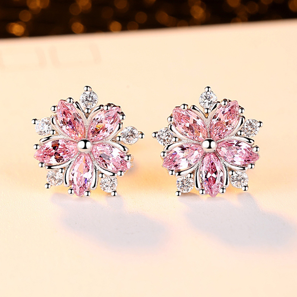 Pink Sapphire Flower Earrings - Gallery 9