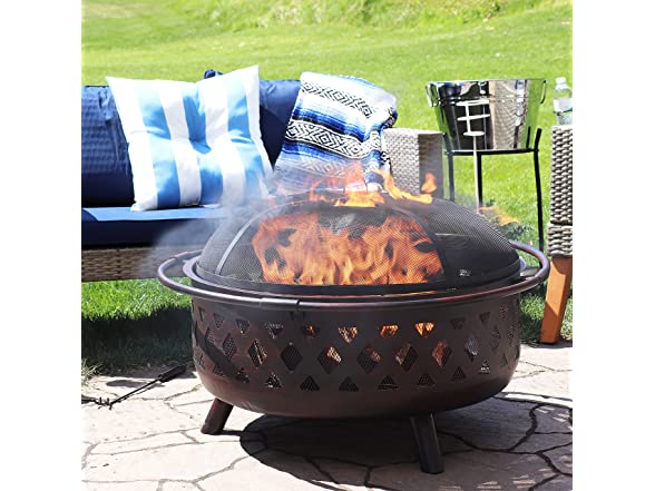 Sunnydaze Crossweave Wood Burning Fire Pit
