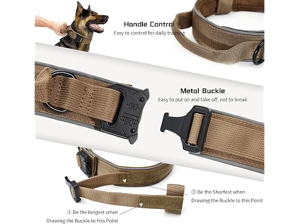 Thankspaw Tactical Dog Collar, Adjustable Brown, M